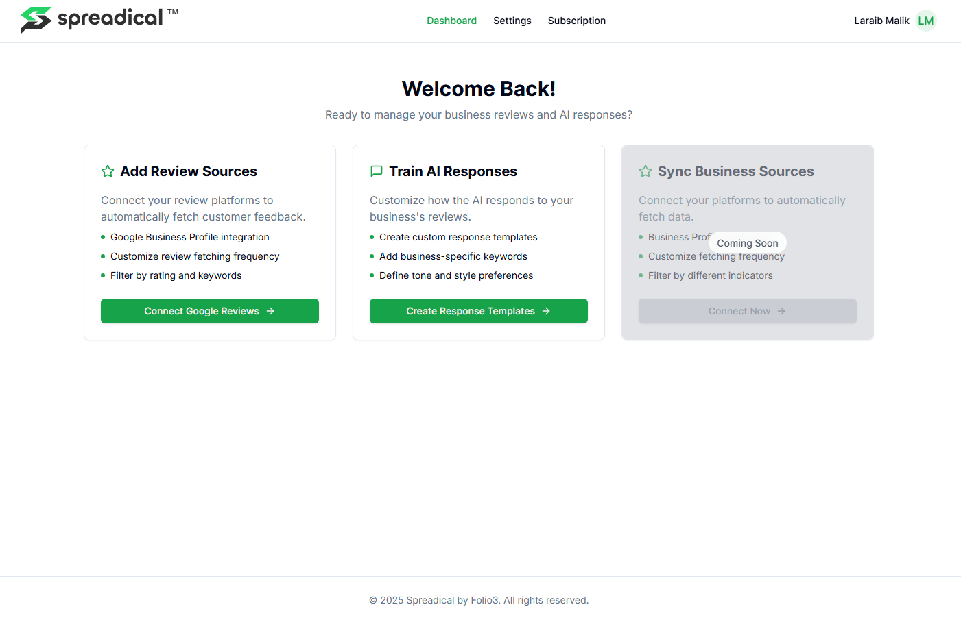 Spreadical-Dashboard: Implementing automated review collection 