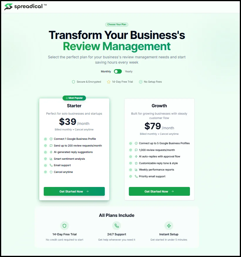 Step 14: Explore subscription plans: AI responds to your business reviews